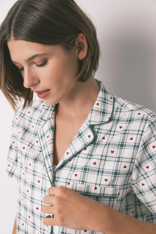 Σετ βαμβακερές πιτζάμες women'secret 3792071 πράσινο