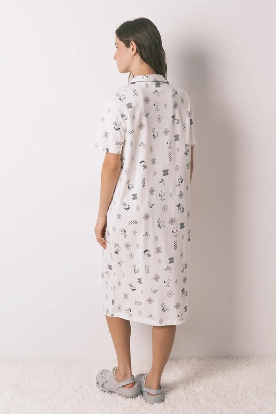 women'secret koszula nocna bawełniana SNOOPY 4442114 biały SS26