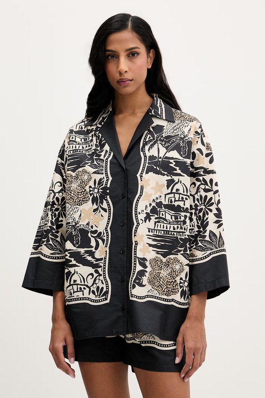 Ermanno Firenze koszula bawełniana nadruk czarny D48EK047EC8