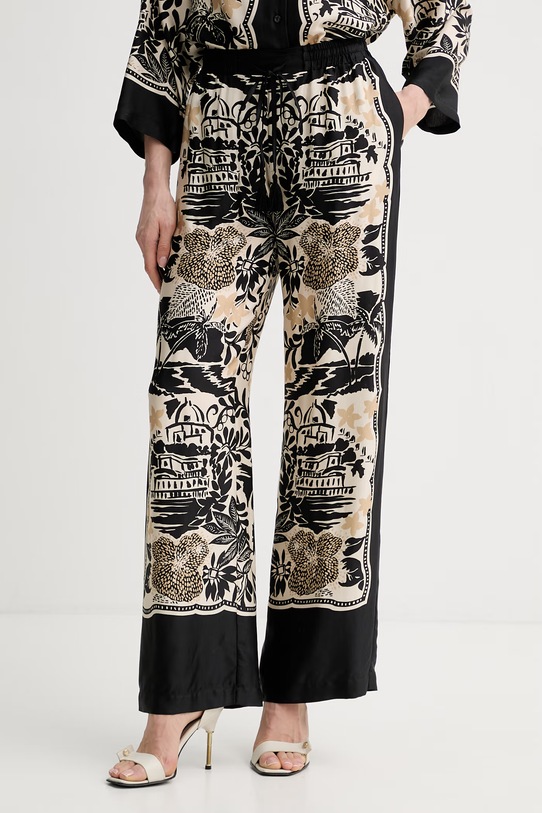 ERMANNO Firenze spodnie damskie z wiskozy czarny D48EP081EC9