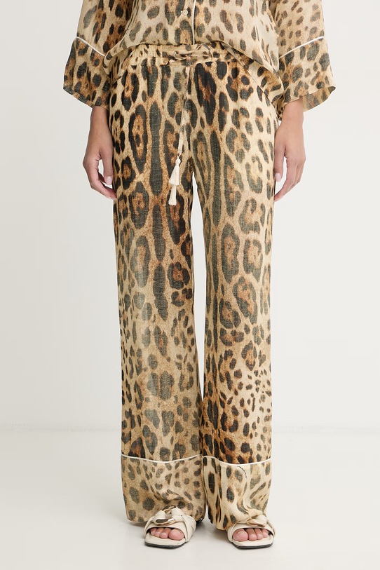 ERMANNO Firenze spodnie lounge damskie z wiskozy beżowy D48EP101EC3