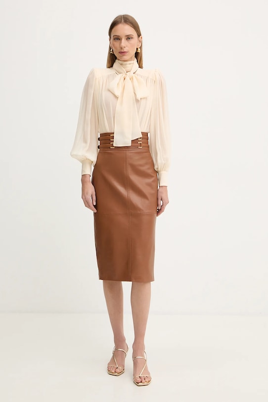 Elisabetta Franchi body jedwabne CB00661E2 beżowy SS26