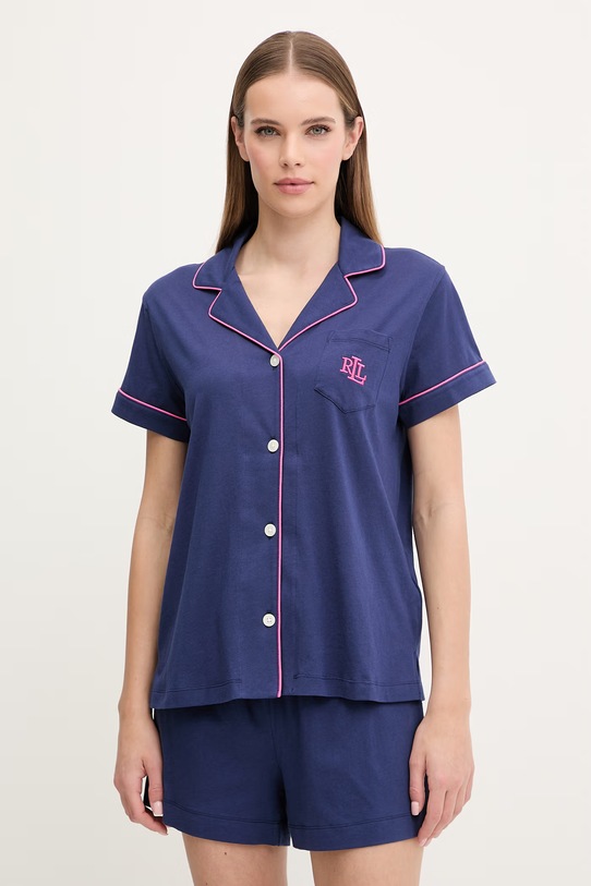 Pyžamo Lauren Ralph Lauren nášivka tmavomodrá ILN12504