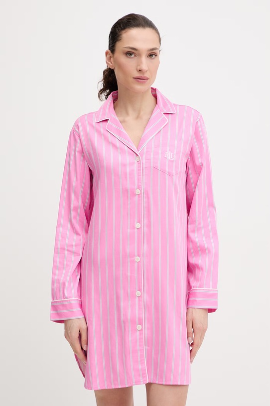 Nočná košeľa Lauren Ralph Lauren nášivka ružová ILN32489