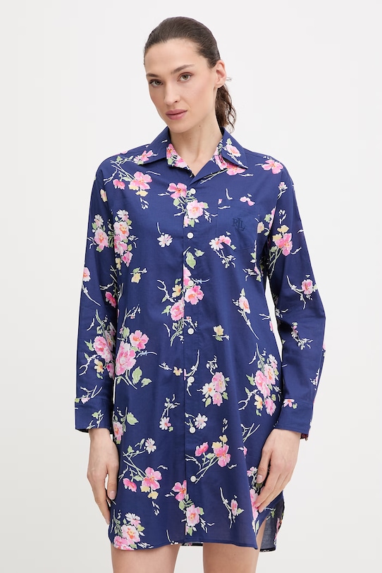 Nočná košeľa Lauren Ralph Lauren látka tmavomodrá ILN32499