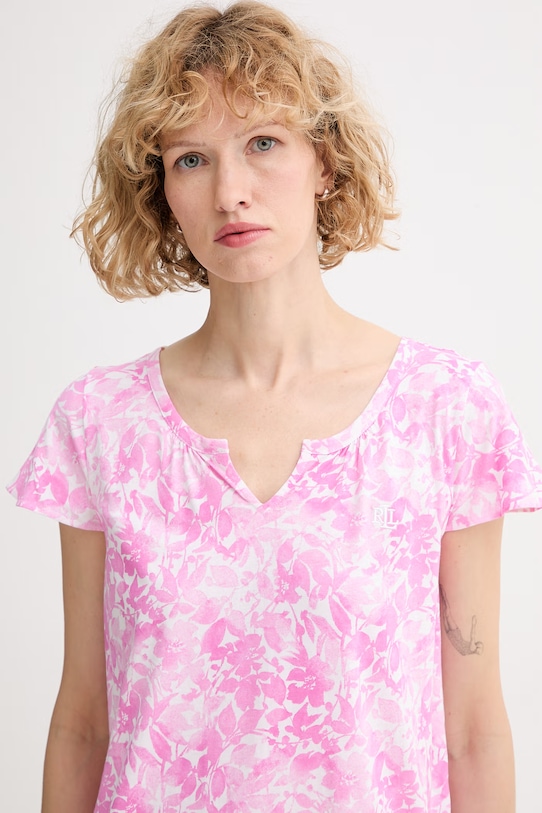 Oblečení Lauren Ralph Lauren noční košile dámská s viskózou ILN02509 růžová