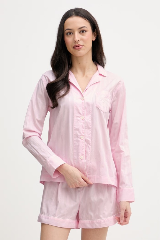 Lauren Ralph Lauren пижама от две части дамска от памук розов ILN12507