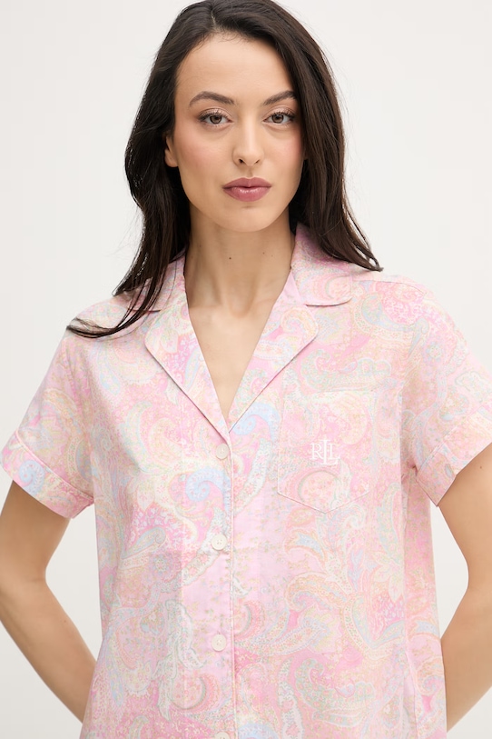 Lauren Ralph Lauren Πυτζάμες δύο τεμαχίων γυναικείες με βισκόζη ροζ ILN12512