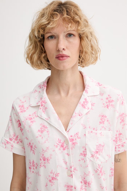 Lauren Ralph Lauren dvojdielne pyžamo dámske s viskózou biela ILN12519