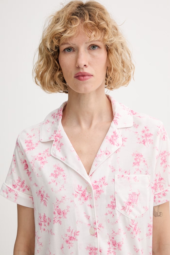 Lauren Ralph Lauren dvojdielne pyžamo dámske s viskózou biela ILN12519