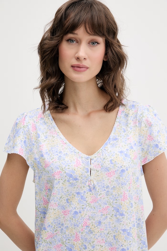 Lauren Ralph Lauren nočná košieľka dámska s viskózou modrá ILN22515