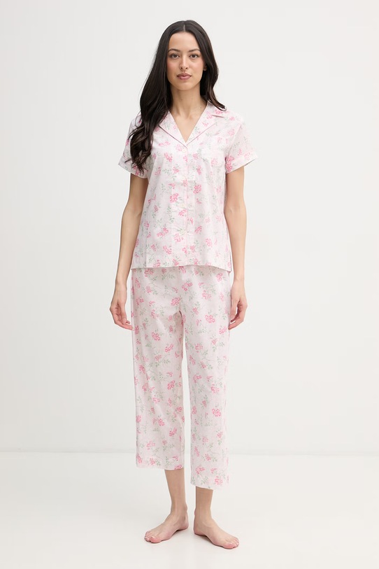 Lauren Ralph Lauren dvoudílné pyžamo dámské s bavlnou růžová ILN72512