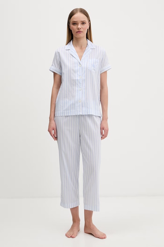 Lauren Ralph Lauren dvoudílné pyžamo dámské s bavlnou modrá ILN72512