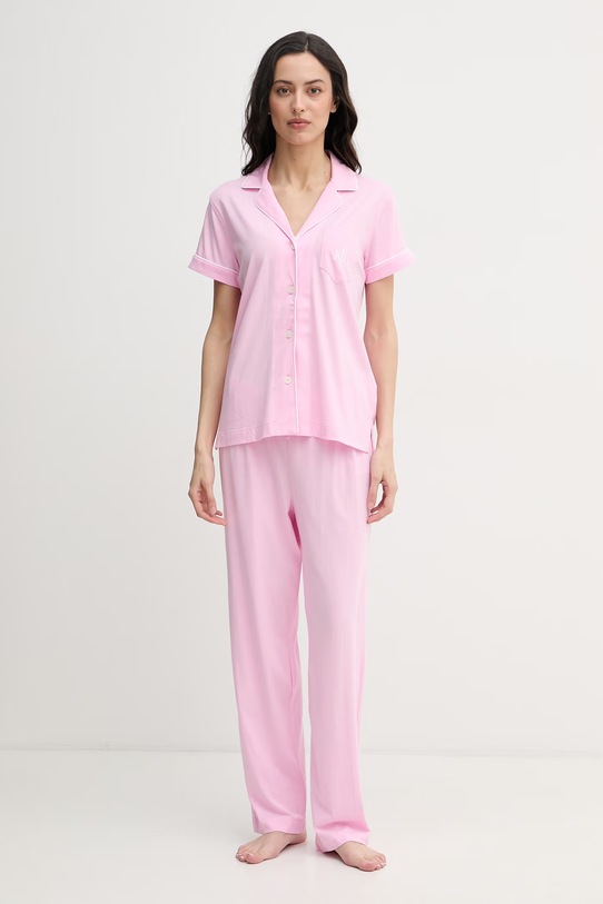 Lauren Ralph Lauren пижама от две части дамска с памук розов ILN92509