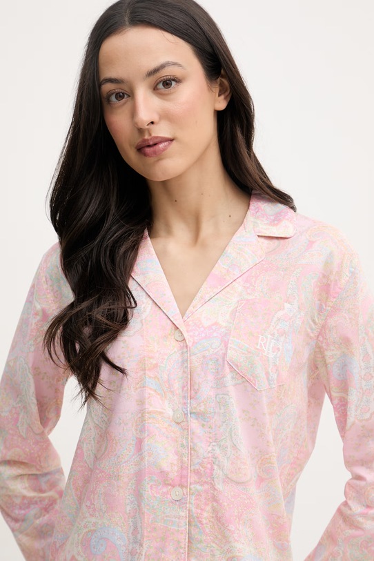 Lauren Ralph Lauren dvoudílné pyžamo dámské s bavlnou ILN92512 růžová