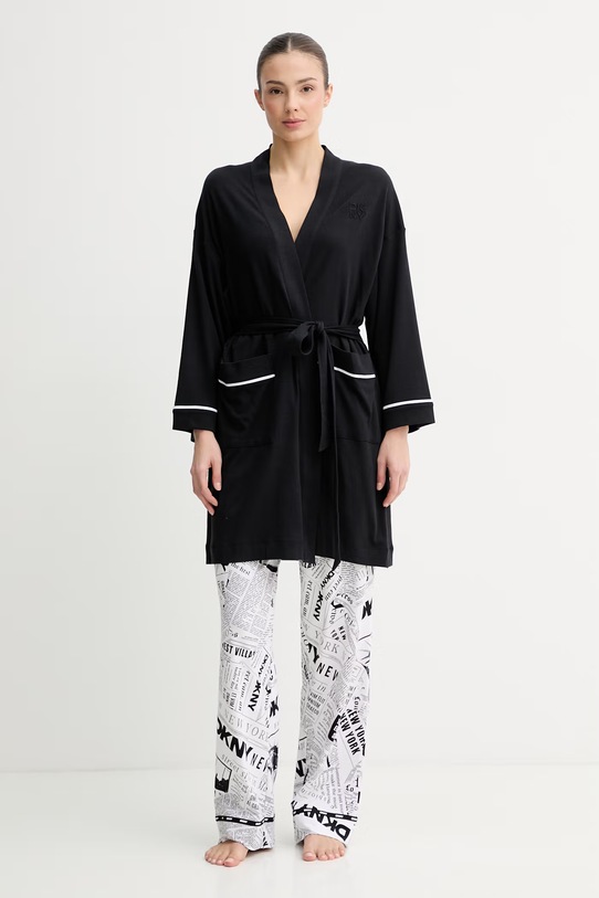 DKNY szlafrok damski bawełniany YI10100 czarny SS26