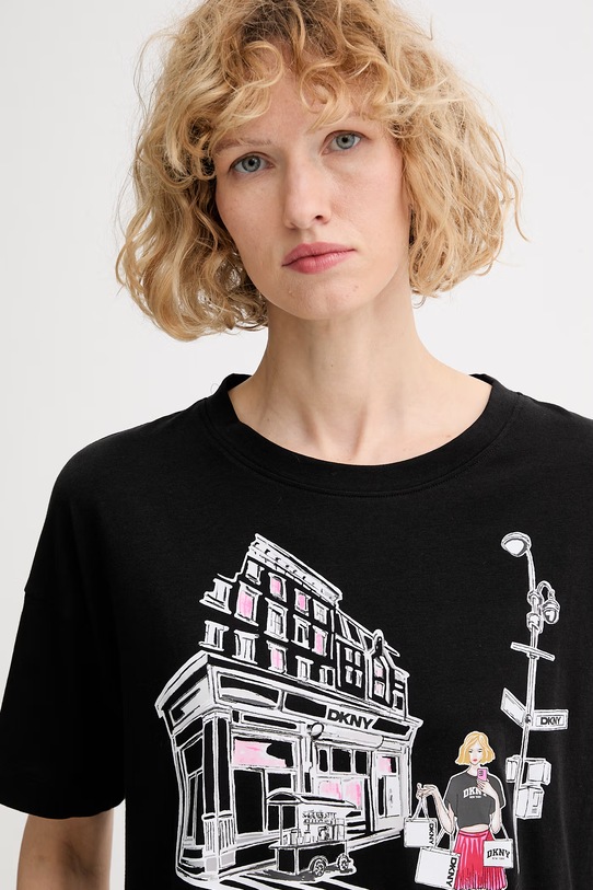 DKNY piżama damska z bawełną czarny YI50108