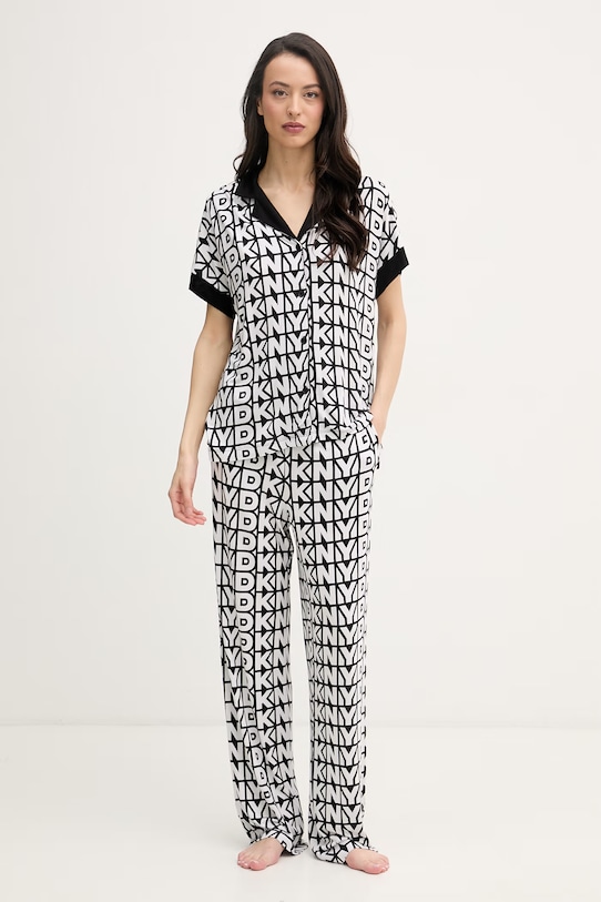 DKNY dvoudílné pyžamo dámské s viskózou bílá YI80107