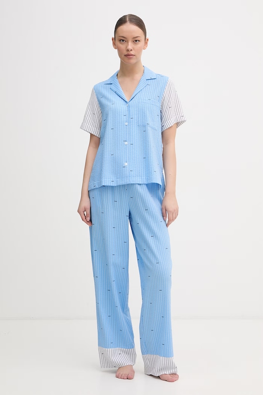 DKNY dvoudílné pyžamo dámské s viskózou modrá YI90110