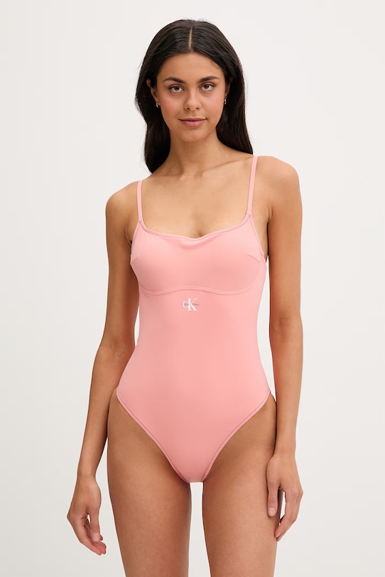 Calvin Klein strój kąpielowy jednoczęściowy damski pomarańczowy LV00Q61217