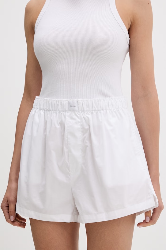 Calvin Klein Underwear kratke hlače za spavanje ženske s pamukom bijela LV00QS7596