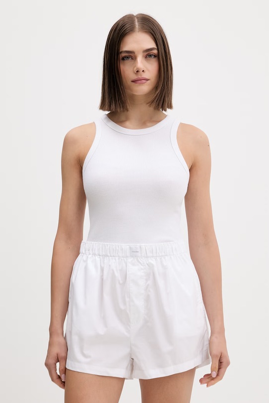 Calvin Klein Underwear kratke hlače za spavanje ženske s pamukom LV00QS7596 bijela SS26