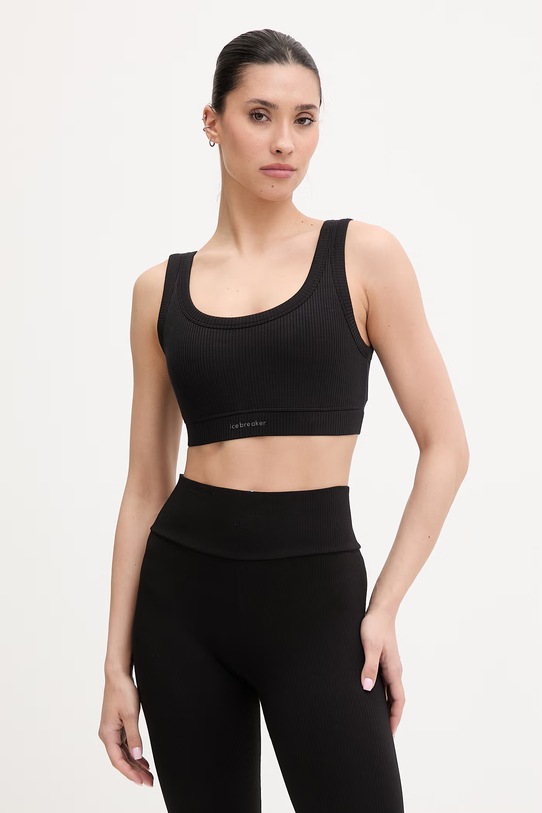 Icebreaker технический женский бюстгальтер с добавлением мериносовой шерсти Lotus чёрный IB0A57770011