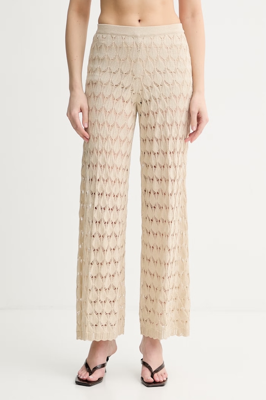 Twinset spodnie plażowe damskie beżowy 261LM3ACC