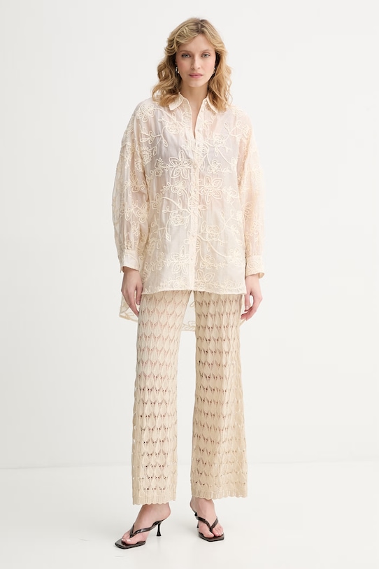 Twinset spodnie plażowe damskie 261LM3ACC beżowy SS26