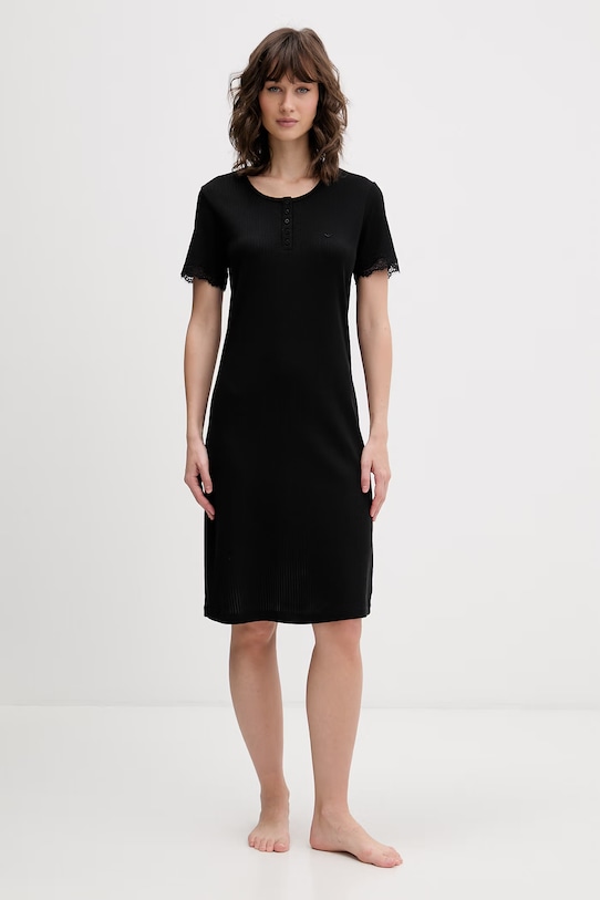 Emporio Armani Underwear pyžamová košeľa dámska s bavlnou EW002731.AF19034 čierna SS26