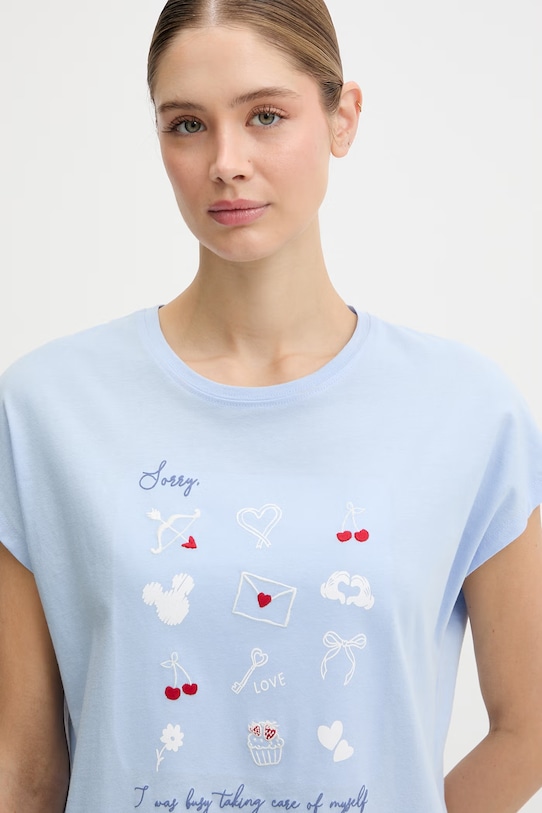 women'secret piżama bawełniana 3133492 niebieski