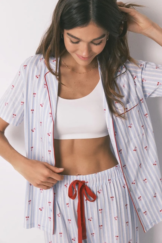 women'secret piżama bawełniana niebieski 3133493