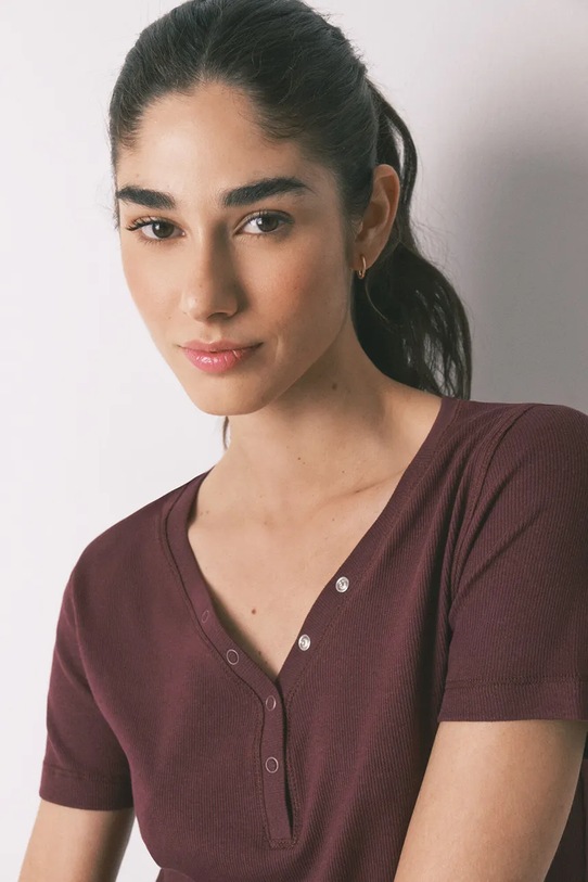 women'secret t-shirt piżamowy bordowy 3273288