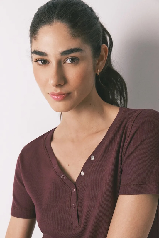 women'secret t-shirt piżamowy bordowy 3273288