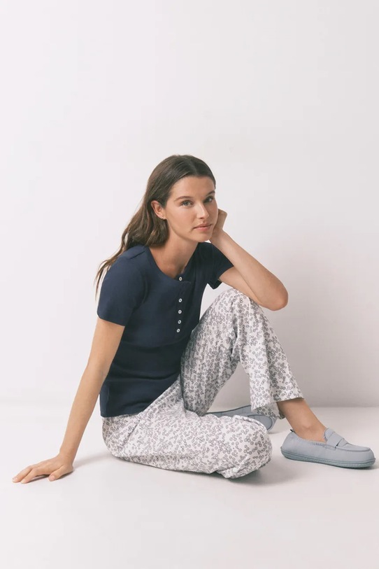 women'secret spodnie piżamowe bawełniane 3703229 niebieski