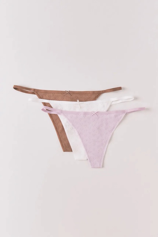 women'secret stringi bawełniane 3-pack 4933614 biały SS26