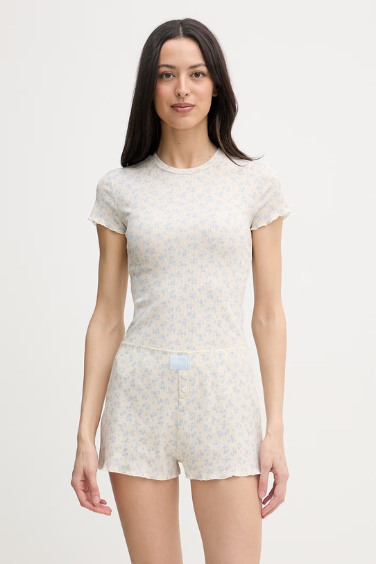 Guess dvojdielne pyžamo dámske bavlnené s elastanom CAMILLE béžová O6GG03.KE821