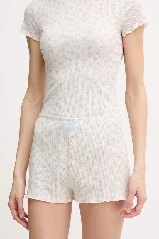 Oblečenie Guess dvojdielne pyžamo dámske bavlnené s elastanom CAMILLE O6GG03.KE821 béžová