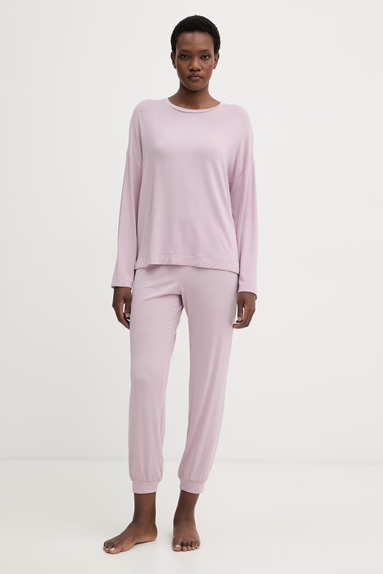 United Colors of Benetton zgornji del pižame z dolgimi rokavi ženski z modalom 36MX3M08E vijolična SS26