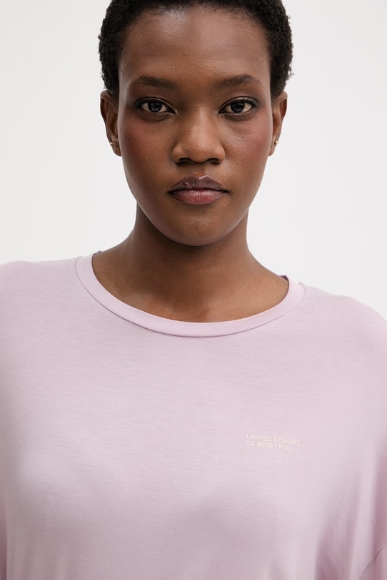 United Colors of Benetton zgornji del pižame z dolgimi rokavi ženski z modalom vijolična 36MX3M08E