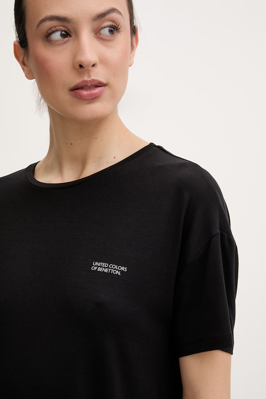 United Colors of Benetton pyžamové tričko dámske s modalom čierna 36MX3M08I