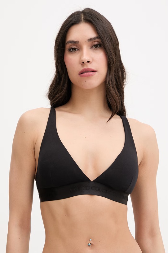 United Colors of Benetton podprsenka plunge bavlněná s elastanem černá 3OP81R01F.