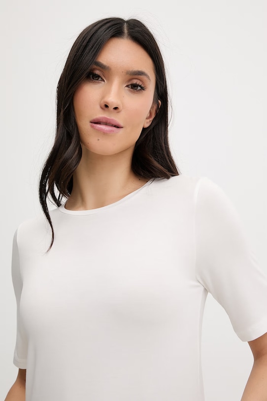 United Colors of Benetton t-shirt piżamowy z dodatkiem jedwabiu beżowy 3UEV3M08C