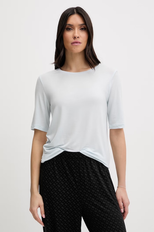 United Colors of Benetton t-shirt piżamowy z dodatkiem jedwabiu dzianina niebieski 3UEV3M08C