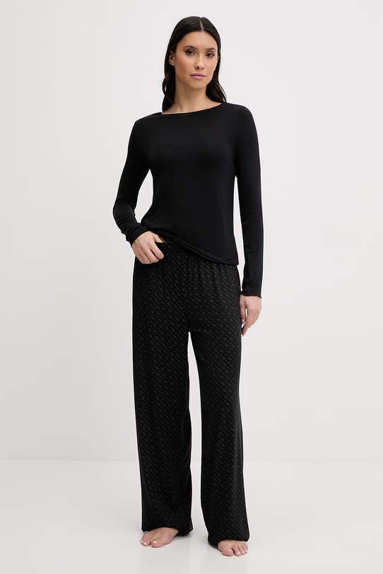 United Colors of Benetton longsleeve piżamowy z domieszką lnu 3UEV3M08D czarny SS26