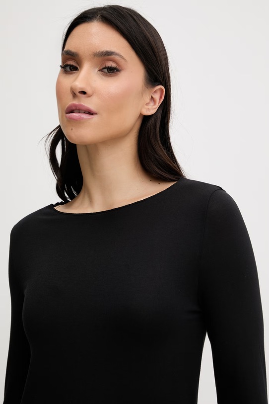 United Colors of Benetton longsleeve piżamowy z domieszką lnu czarny 3UEV3M08D