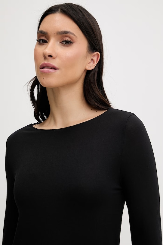 United Colors of Benetton longsleeve piżamowy z domieszką lnu czarny 3UEV3M08D