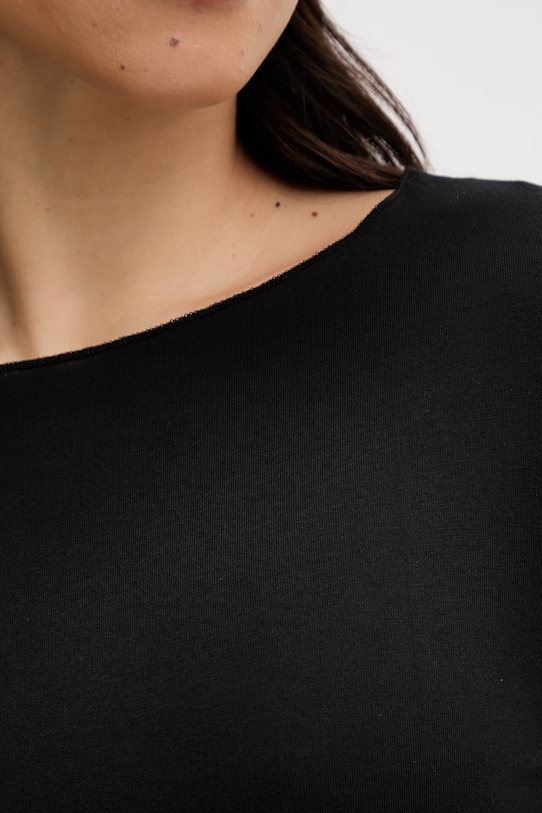 United Colors of Benetton longsleeve piżamowy z domieszką lnu 3UEV3M08D czarny