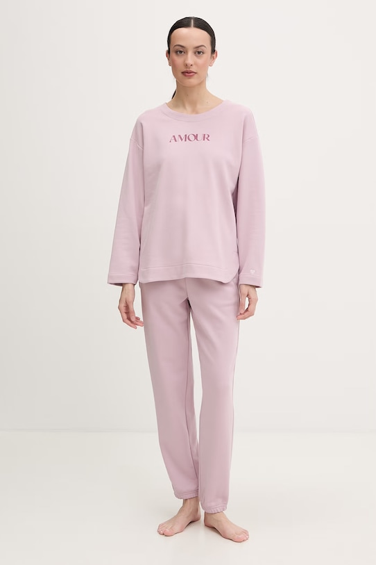 United Colors of Benetton longsleeve piżamowy damski bawełniany 3WNW3M08G fioletowy SS26