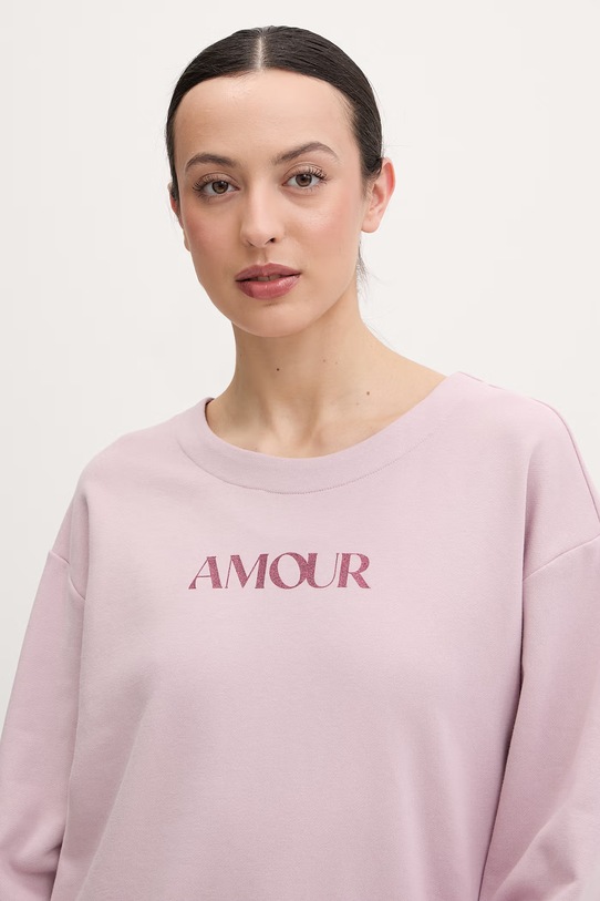 United Colors of Benetton longsleeve piżamowy damski bawełniany fioletowy 3WNW3M08G